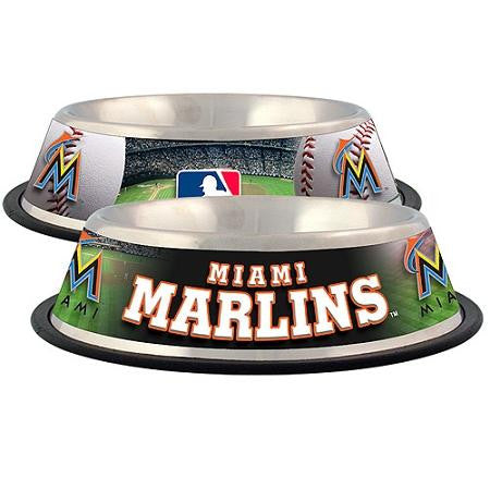 Miami Marlins Stainless Dog Bowl