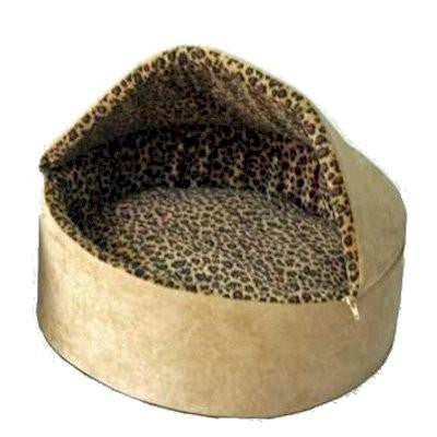 Deluxe Leopard Thermo Kitty Bed - Small-Tan