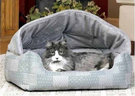 Hooded Lounger Pet Bed - Teal