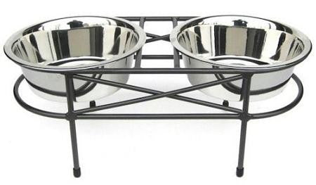 Mesh Elevated Double Dog Bowl - Small-White