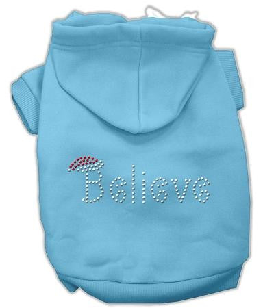 Believe Christmas Hoodie for Dogs Baby Blue-Large