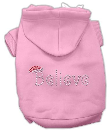 Believe Christmas Hoodie for Dogs Pink-Medium