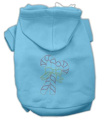 Candy Cane Dog Hoodie Baby Blue-Small
