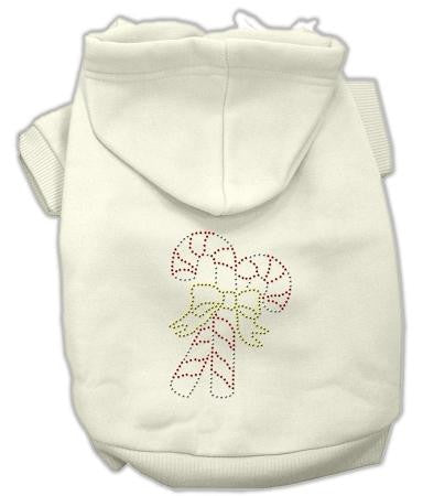 Candy Cane Dog Hoodie Cream-Extra Large