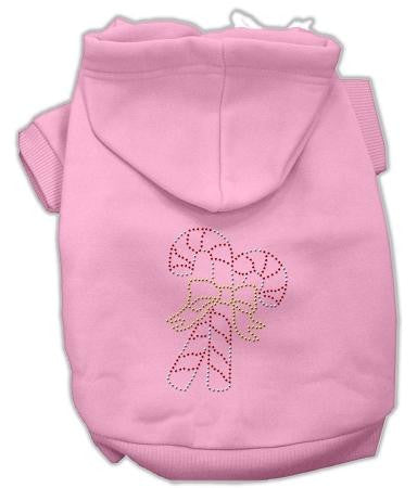 Candy Cane Dog Hoodie Pink-Extra Small