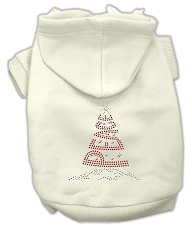 Peace Tree Rhinestone Dog Hoodie Cream-Small
