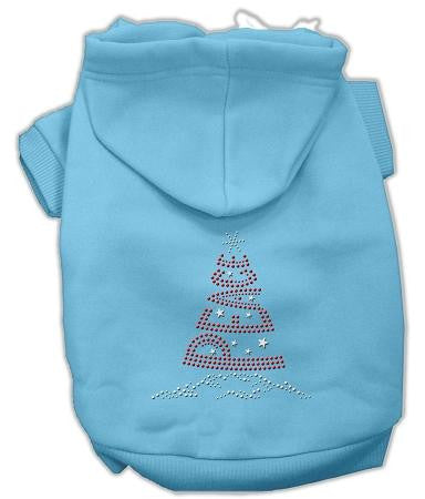 Peace Tree Rhinestone Dog Hoodie Baby Blue-Extra Large