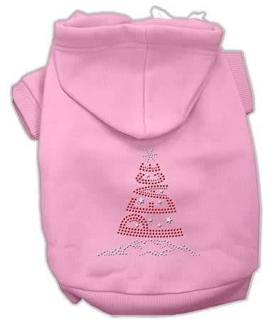 Peace Tree Rhinestone Dog Hoodie Pink-Extra Large