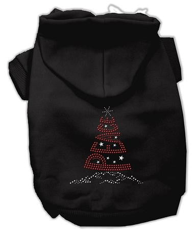 Peace Tree Rhinestone Dog Hoodie Black-Extra Small