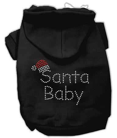Santa Baby Dog Hoodie Black-Extra Small