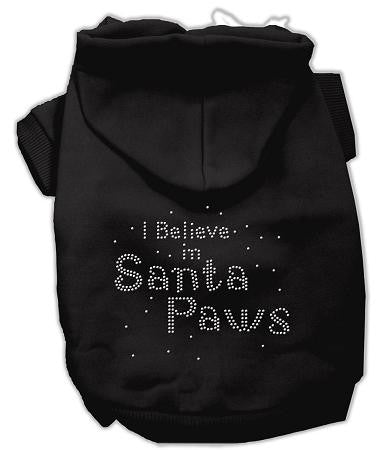 I Believe in Santa Paws Dog Hoodie Black-Small