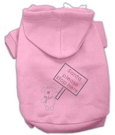 Santa Stop Here Dog Hoodie Pink-Large