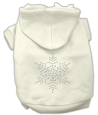Snowflake Rhinestone Dog Hoodie Cream-Large