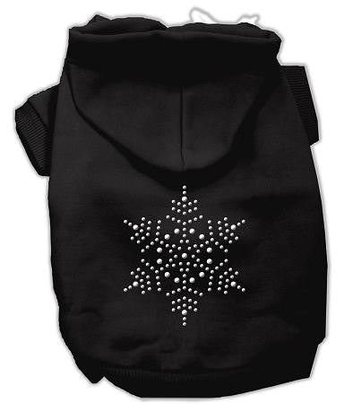 Snowflake Rhinestone Dog Hoodie Black-XX Large