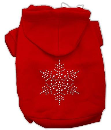 Snowflake Rhinestone Dog Hoodie Red-XX Large