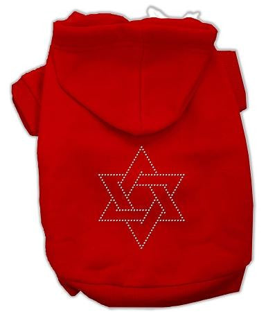 Star of David Dog Hoodie Red-Extra Small