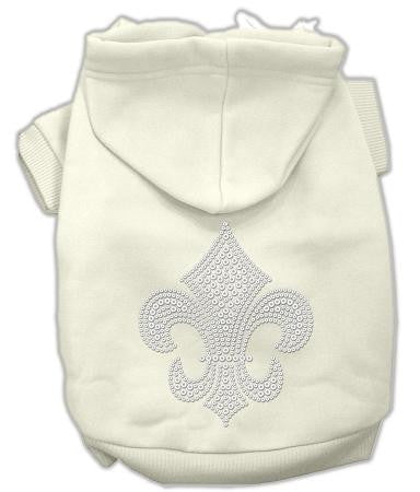 Holiday Fleur de lis Dog Hoodie Cream-Medium