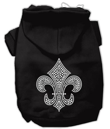 Holiday Fleur de lis Dog Hoodie Black-Extra Small