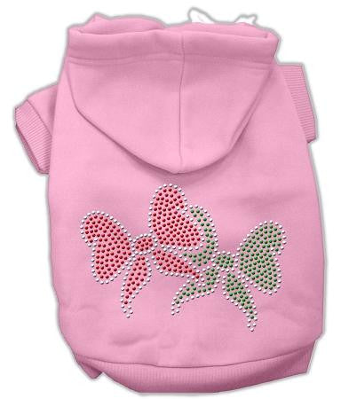 Christmas Bows Rhinestone Dog Hoodie Pink-XXX Large