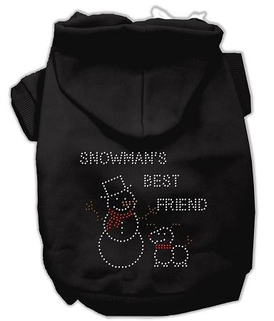 Snowman's Best Friend Rhinestone Dog Hoodie Black-Large