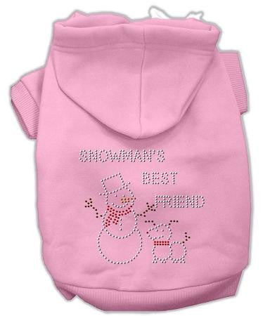 Snowman's Best Friend Rhinestone Dog Hoodie Pink-Extra Small