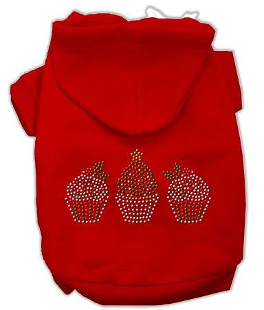 Christmas Cupcakes Rhinestone Dog Hoodie Red-Large