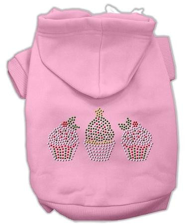 Christmas Cupcakes Rhinestone Dog Hoodie Pink-Extra Small