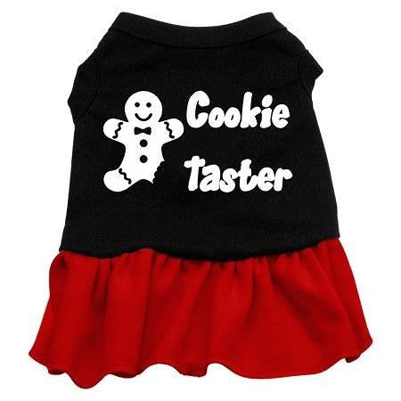 Cookie Taster Dog Dress - Black with Red-Extra Small