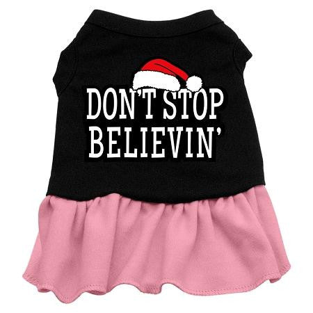 Don't Stop Believin' Dog Dress - Black with Pink-Medium