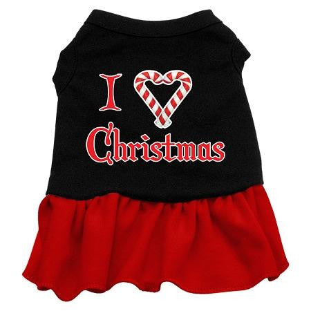 I Love Christmas Dog Dress - Black with Red-Small