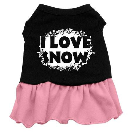 I Love Snow Dog Dress - Black with Pink-Medium