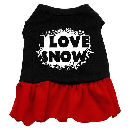 I Love Snow Dog Dress - Black with Red-Medium