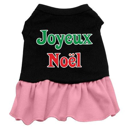 Joyeux Noel Dog Dress - Black with Pink-XX Large