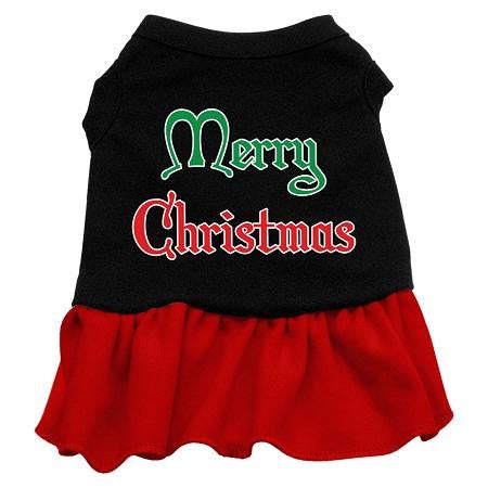 Merry Christmas Dog Dress - Black with Red-XXX Large