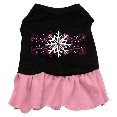 Pink Snowflake Dog Dress - Black with Pink-XX Large