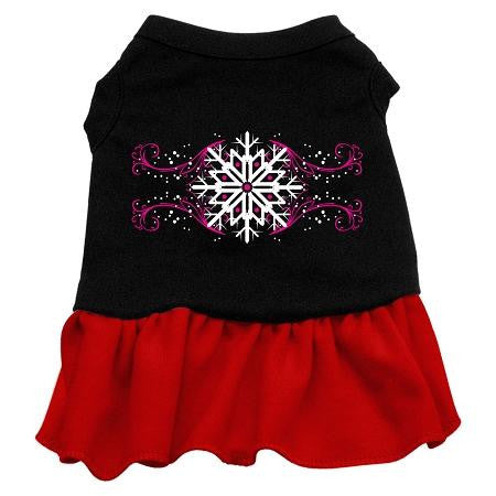 Pink Snowflake Dog Dress - Black with Red-XXX Large