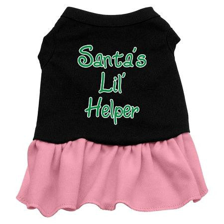 Santa's Lil Helper Dog Dress - Black with Pink-Medium