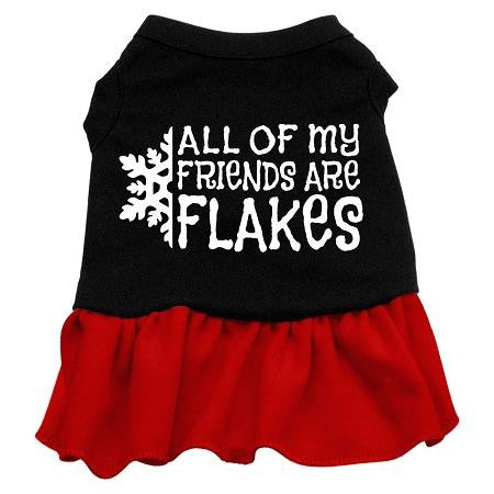 All my friends are Flakes Dog Dress - Black with Red-Large