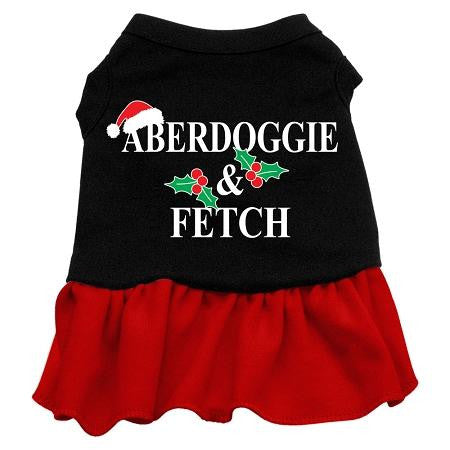 Aberdoggie Christmas Dog Dress - Black with Red-Large