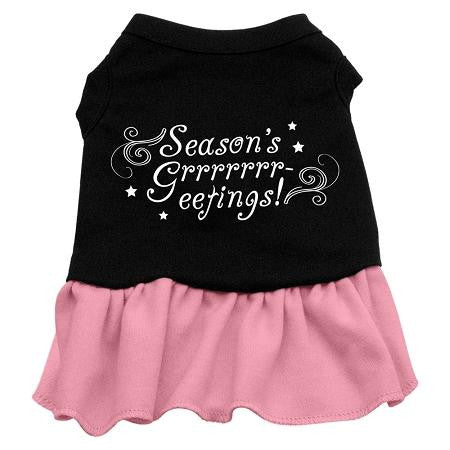 Seasons Greetings Dog Dress - Black with Pink-XXX Large