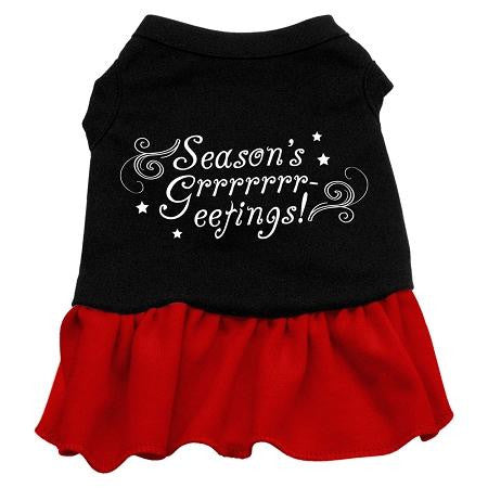 Seasons Greetings Dog Dress - Black with Red-XXX Large