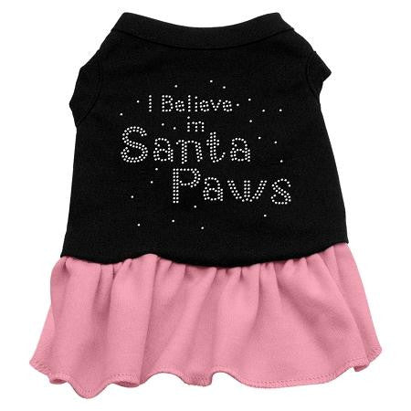 Santa Paws Rhinestone Dog Dress - Black with Pink-XX Large