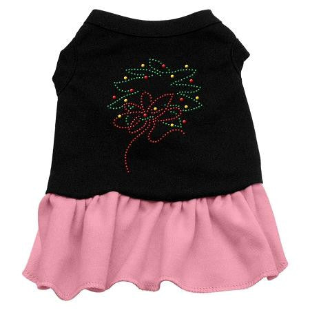 Wreath Rhinestone Dog Dress - Black with Pink-Medium