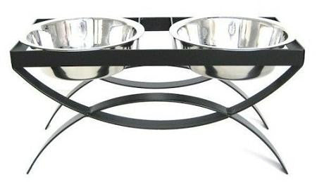 SeeSaw Double Elevated Dog Bowl - Small-Black