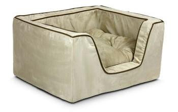 Luxury Square Pet Bed - Medium-Black-Herringbone