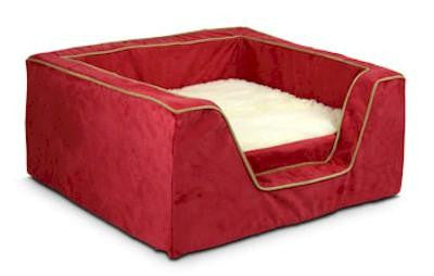 Luxury Square Pet Bed With Memory Foam - Medium-Saddle-Butter