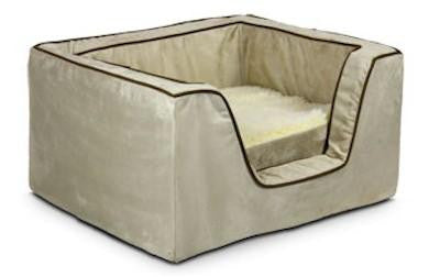 Luxury Square Pet Bed With Memory Foam - Large-Red-Camel