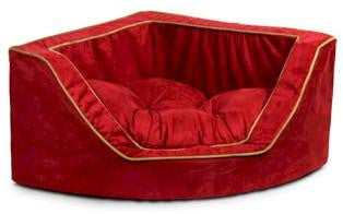 Luxury Corner Pet Bed - Medium-Black-Herringbone