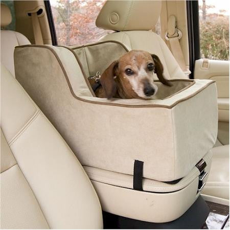 Luxury High Back Console Pet Car Seat - Large-Black & Herringbone