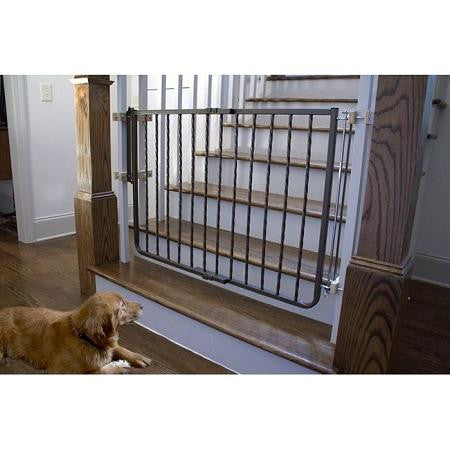 Wrought Iron Decor Dog Gate - Black